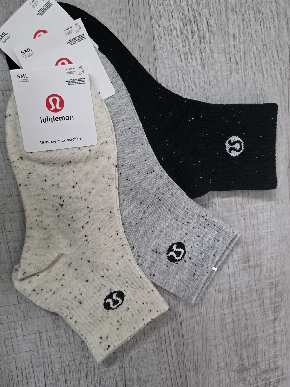 lululemon athletica Men's No-Show Sock 3-Pack — Black, Gray, Cream